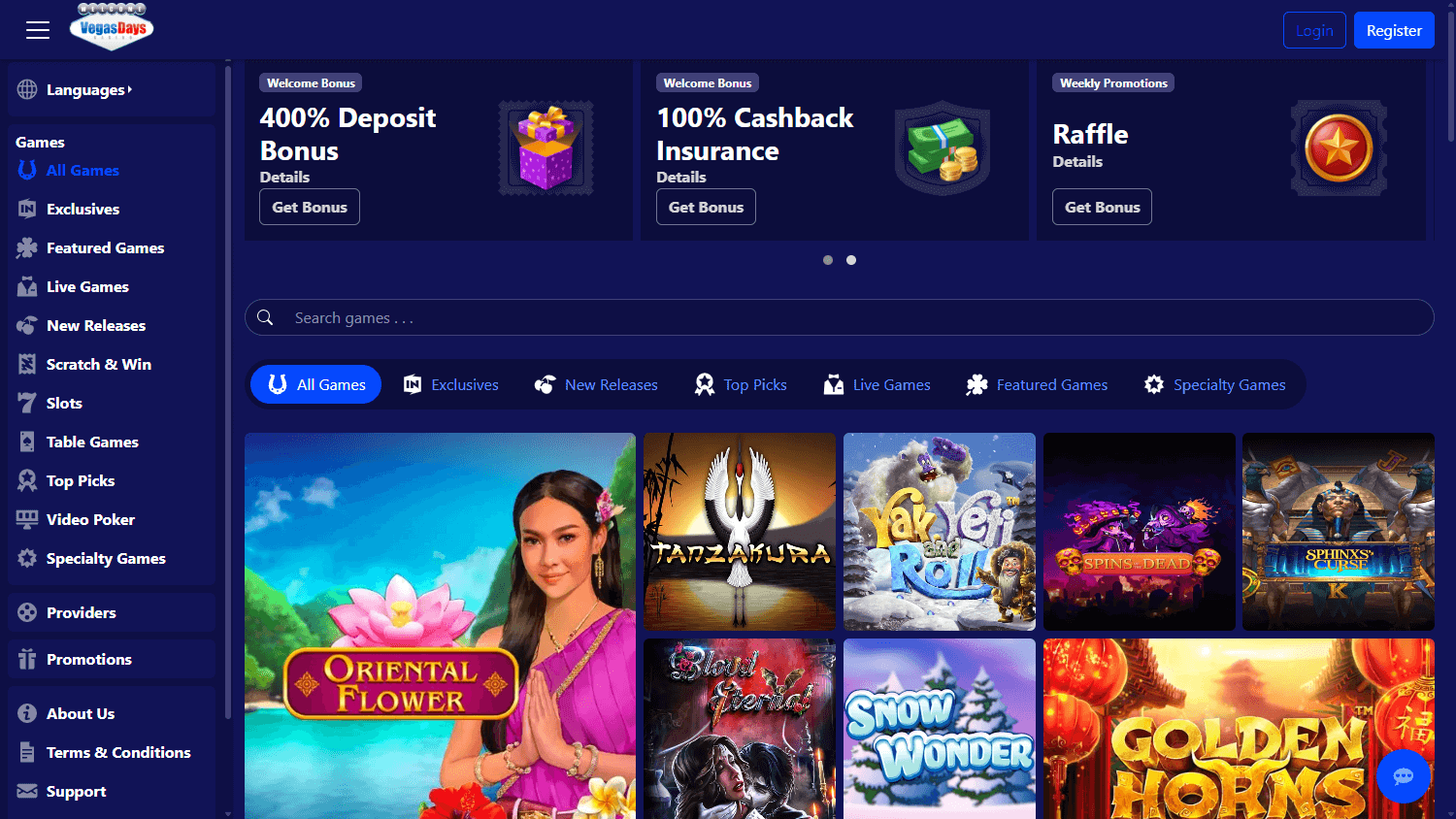 Vegas Days Casino Desktop screenshot